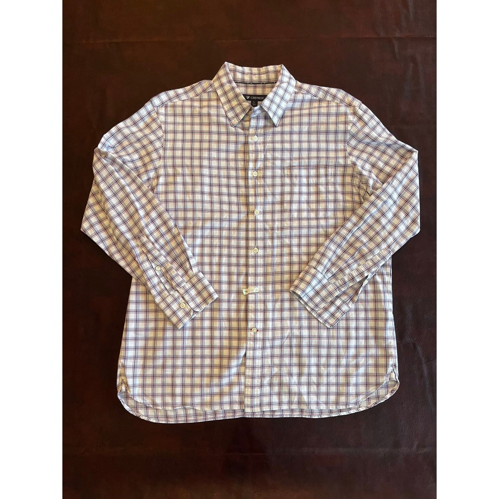 Cremieux Mens XL Button Down Shirt Long Sleeve Plaid Cotton White Blue Red